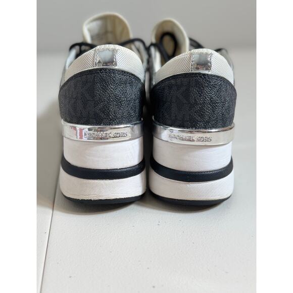 MICHAEL Michael Kors white wedge sneaker animal print & silver trim Sz 7 - Picture 5 of 14